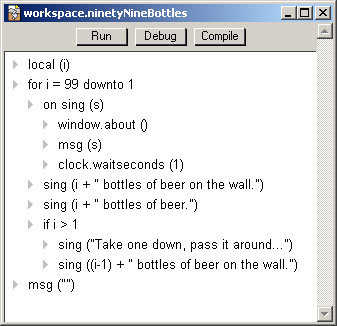 Ninety Nine Bottles of Beer in UserTalk.