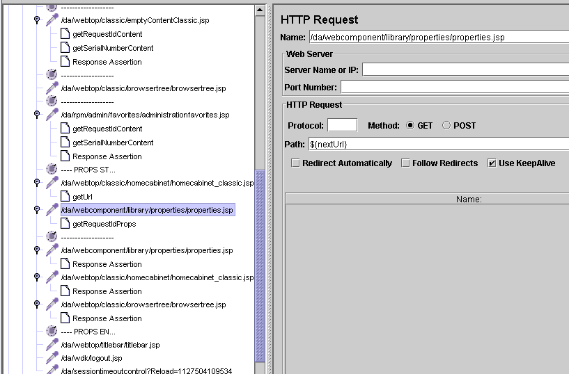 HTTP request and properties requests screenshot